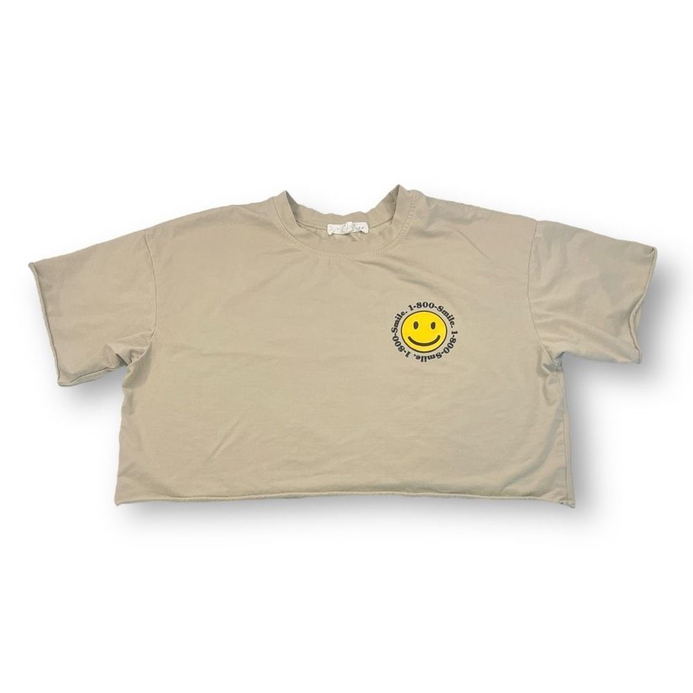 Hope Ave | Happy Face Cropped T Shirt Size Large